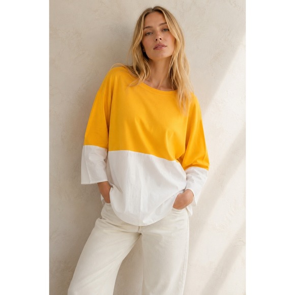 COS Tops - COS M Colorblock Tunic Oversized Minimalist Modern Mixed Media Knit Poplin  $149
